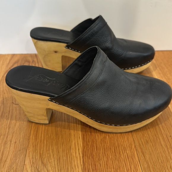 Free People Leather Black Clogs EU40 US9 - Picture 3 of 6